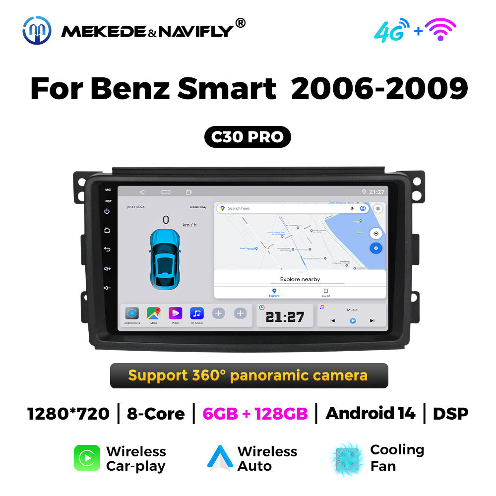 Applicable to Mercedes-Benz smatr 2006-2009 Android large screen central control car navigation radio screen carplay