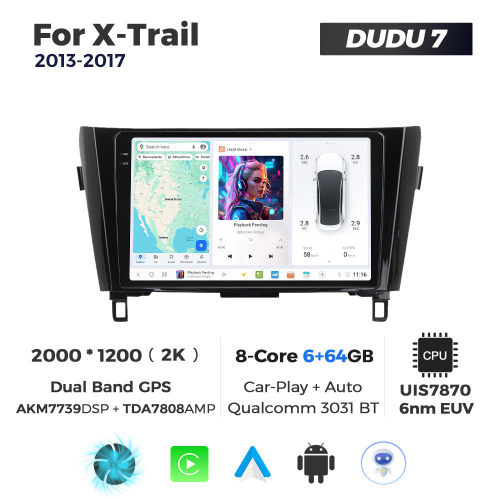 DUDUAUTO for Nissan X-trail 13-17 Android large screen central control car navigation Bluetooth Carplay