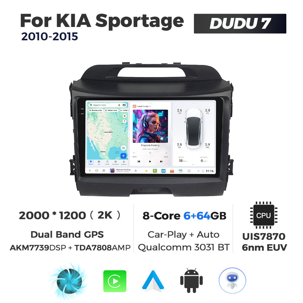 DUDUAUTO is suitable for Kia Smart Run 11-14 years Android large screen central control car navigation Bluetooth Carplay