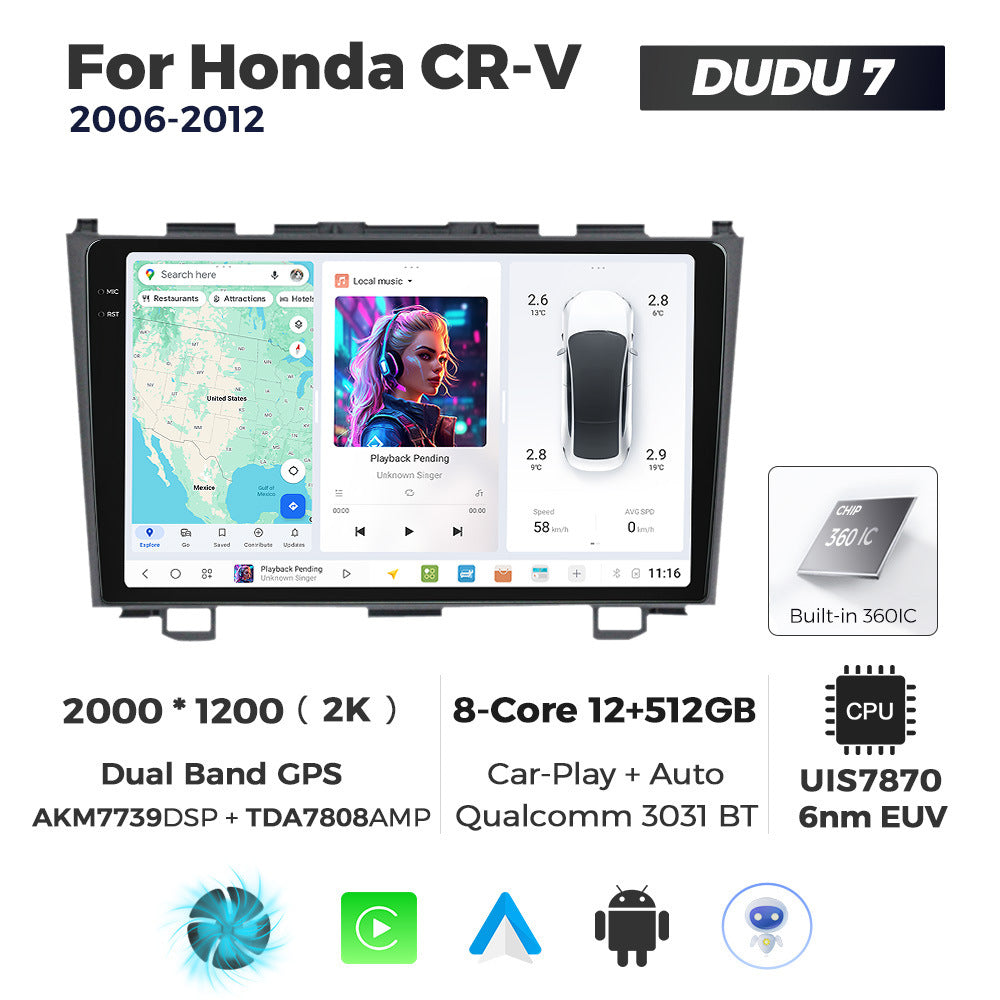 DUDUAUTO for Honda CRV 2006-2012 Android large screen central control car navigation Bluetooth Carplay