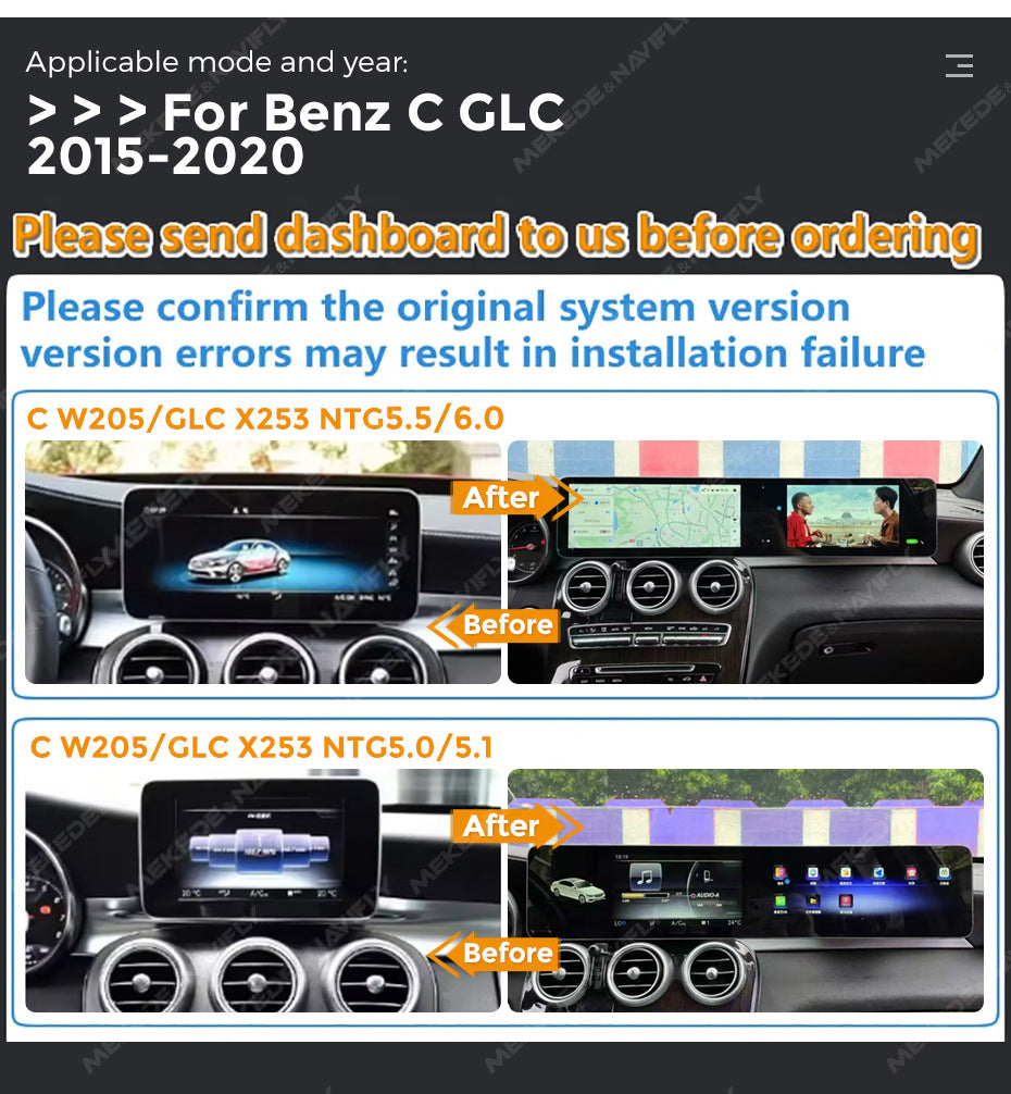 Suitable for benz c/glc class 2015-2020 mercedes-benz c-class ntg5.0 6.0 interactive dual screen