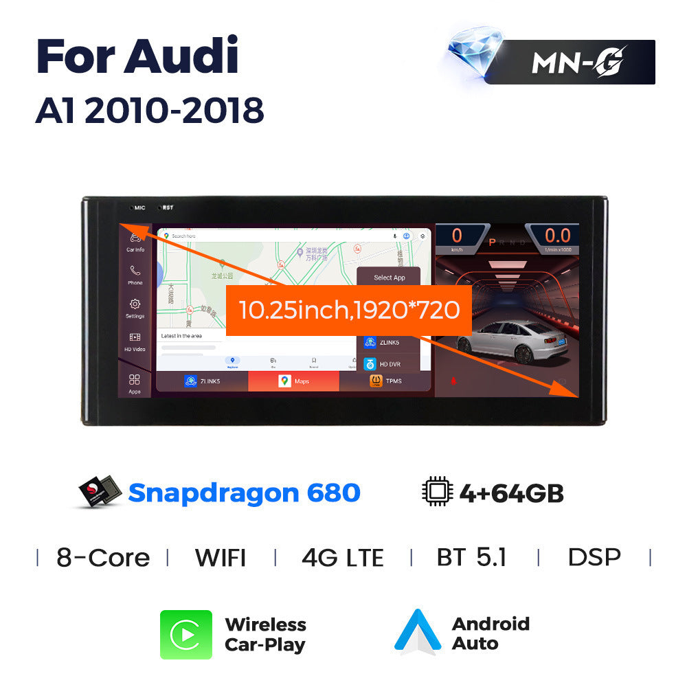 Suitable for audi a1 2010-2018, original car screen upgrade to large screen navigation, qualcomm snapdragon chipset