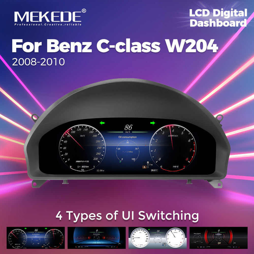Suitable for Mercedes-Benz W204 C-Class 2008-2010 modified and upgraded full LCD instrument panel 12.3 inches