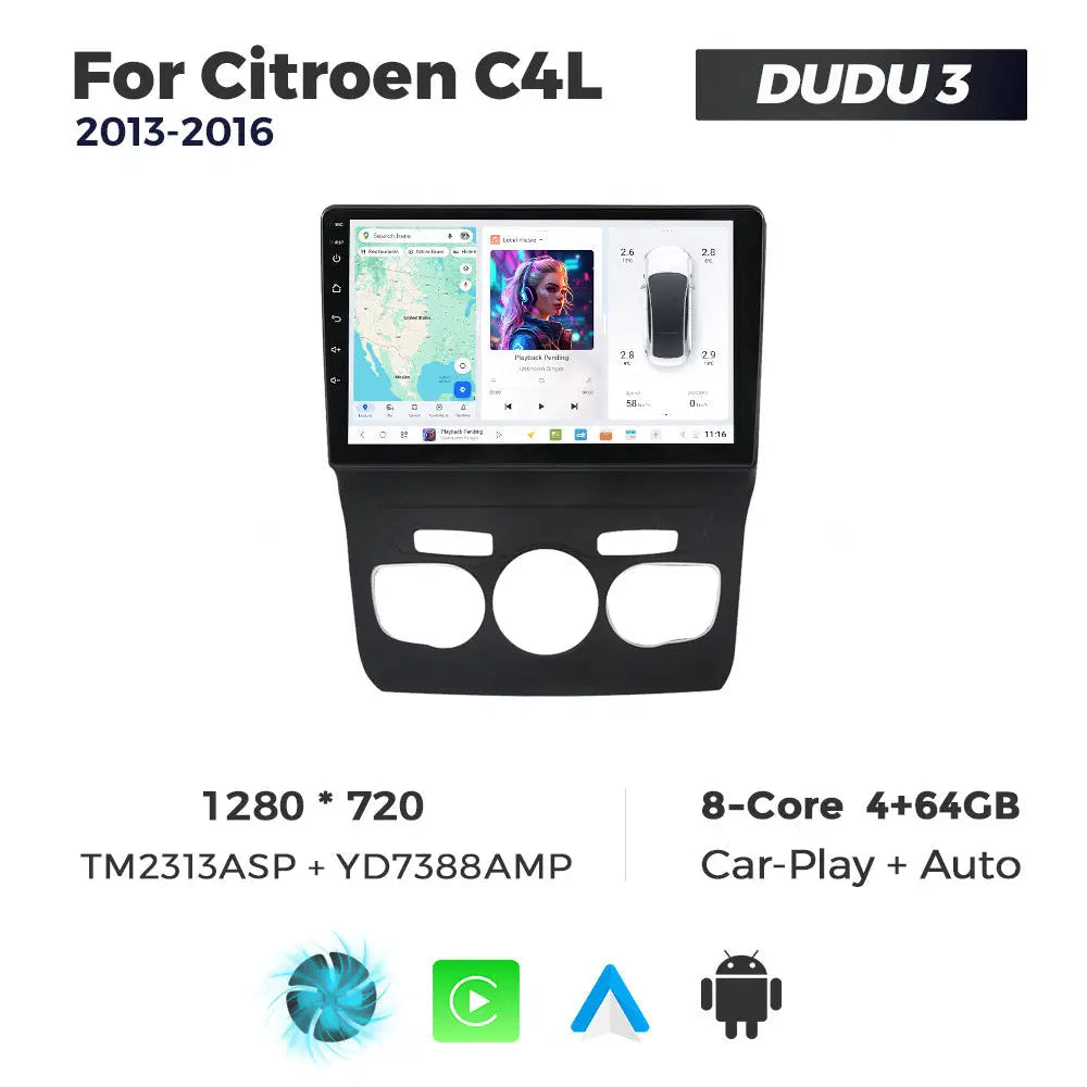 DUDUAUTO for Citroen C4L 13-16 Android large screen central control car navigation Bluetooth Carplay
