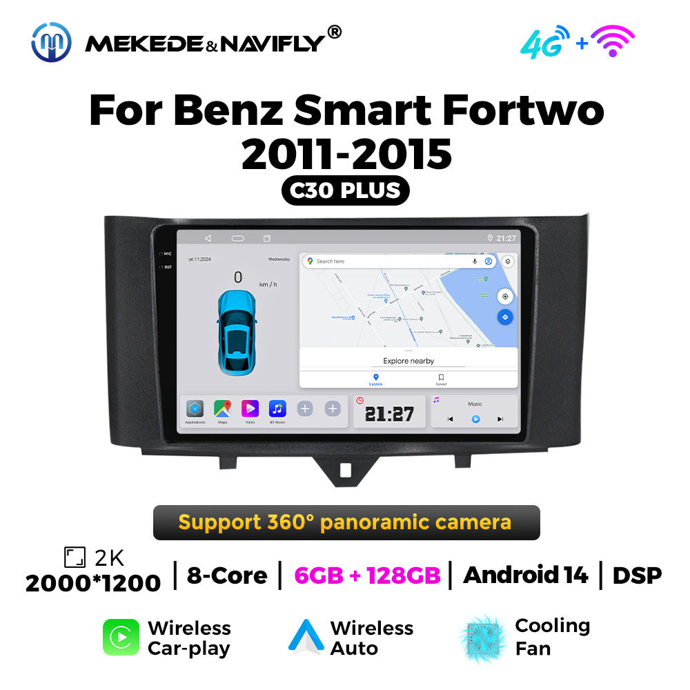 Applicable to Mercedes-Benz smatr Fortwo 2011-2015 Android large screen central control car navigation radio screen