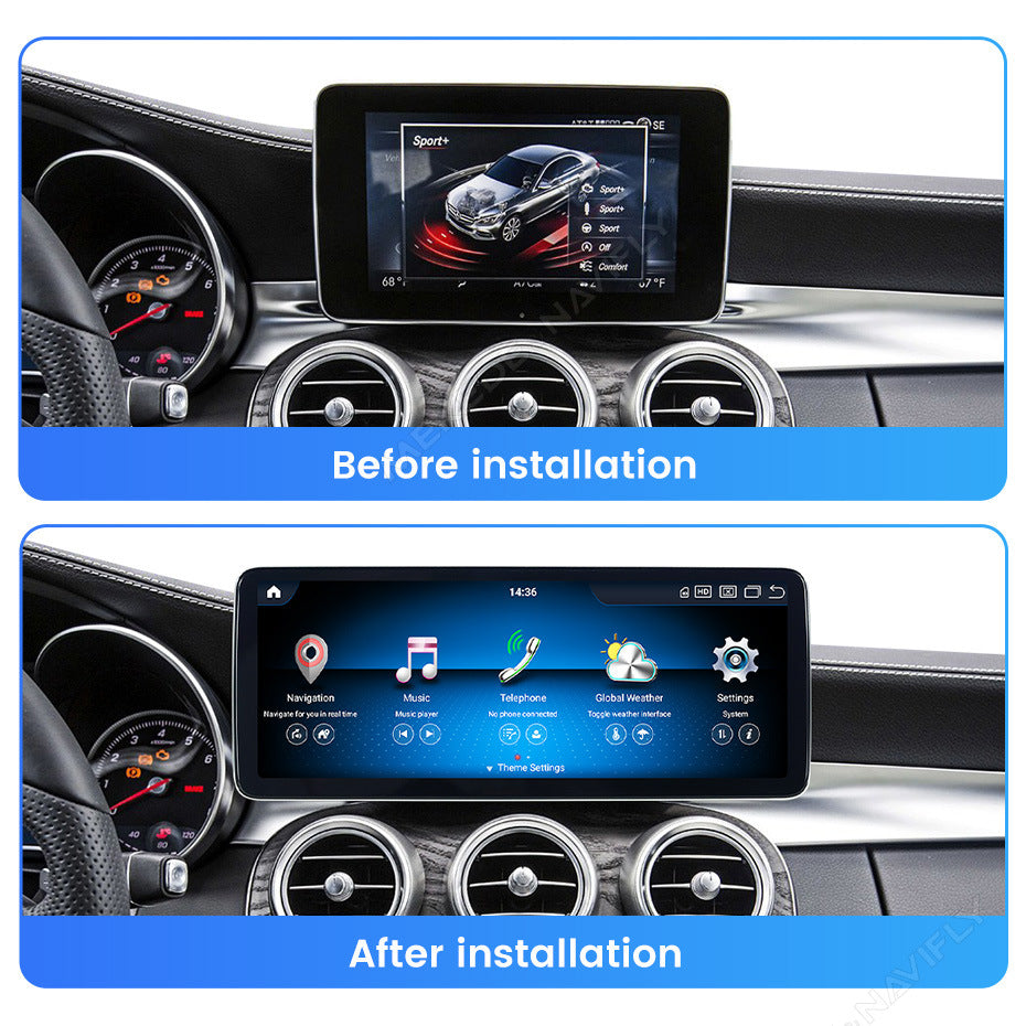Applicable to Mercedes-Benz C-class GLC-class GT W205 X253 Android large screen central control car navigation Bluetooth Carplay