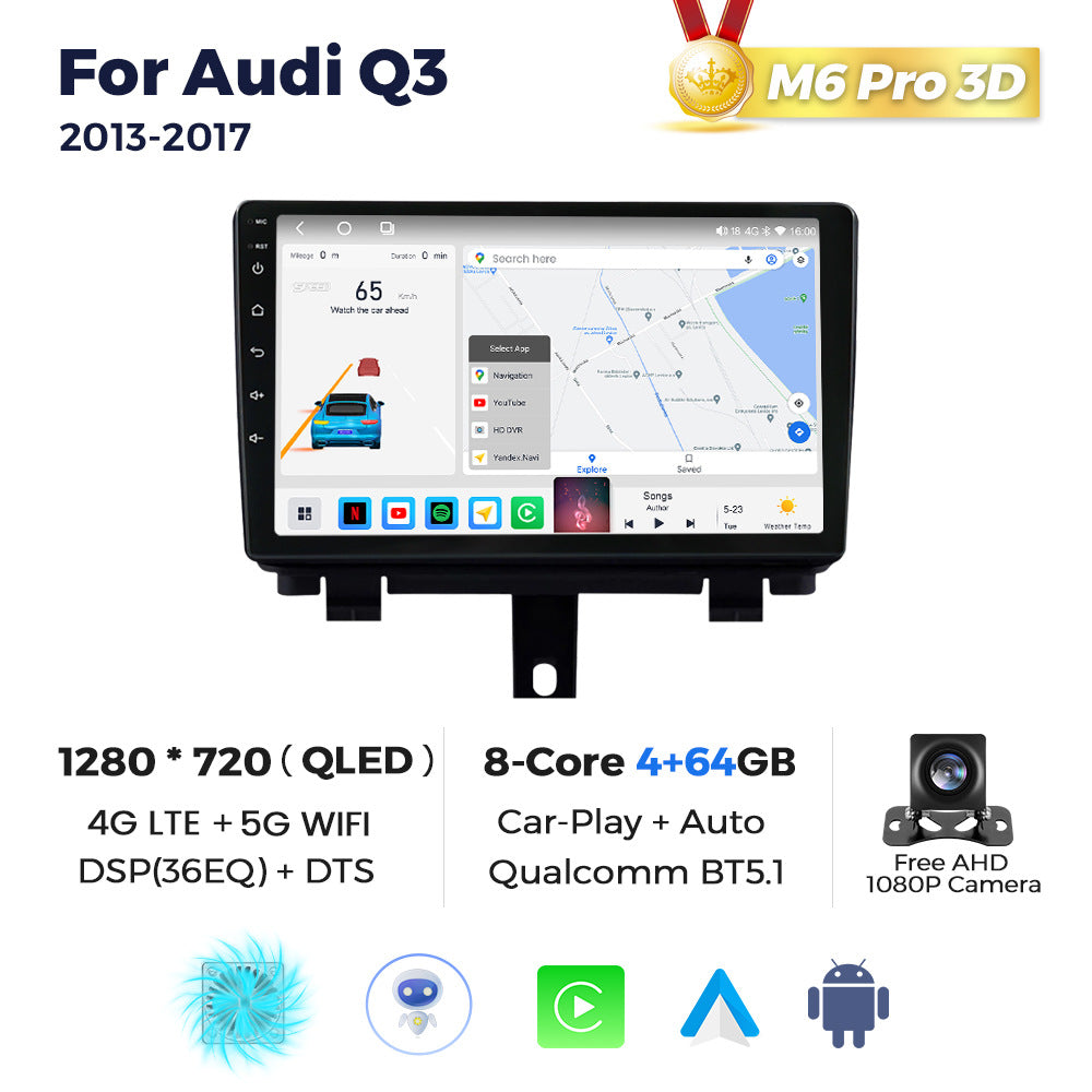 Suitable for Audi Q3 13-17 Android large screen central control car navigation radio screen M6Pro 3D version