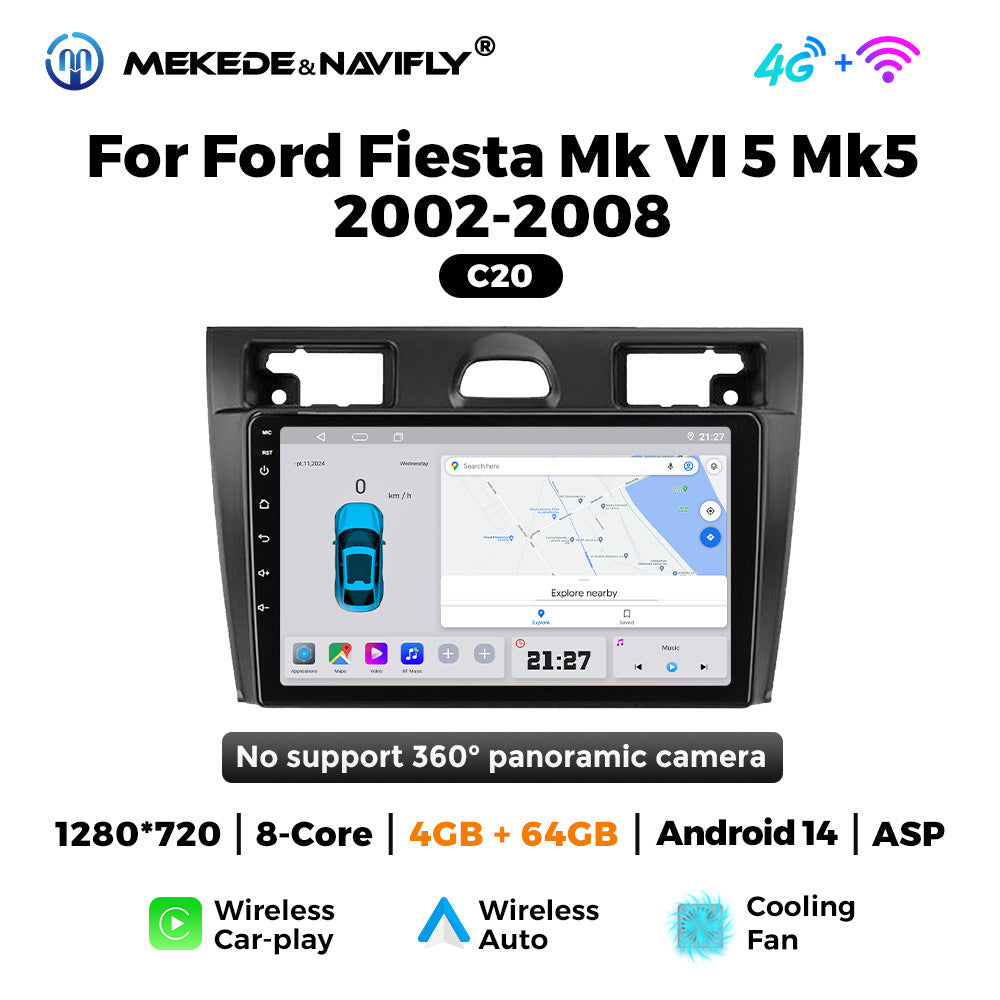 Suitable for Ford Fiesta MK5 2002-2008 Android large screen central control car navigation radio screen
