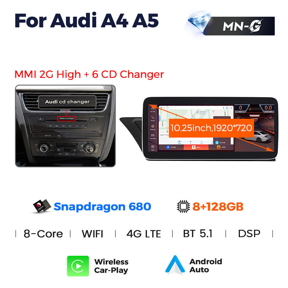Suitable for Audi A4 A5 MINI2G Android large screen central control car navigation Bluetooth Carplay