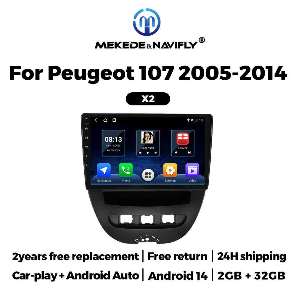 Applicable to Peugeot 107 2005-2014 Android Car GPS Navigation MP5 Bluetooth Player Carplay