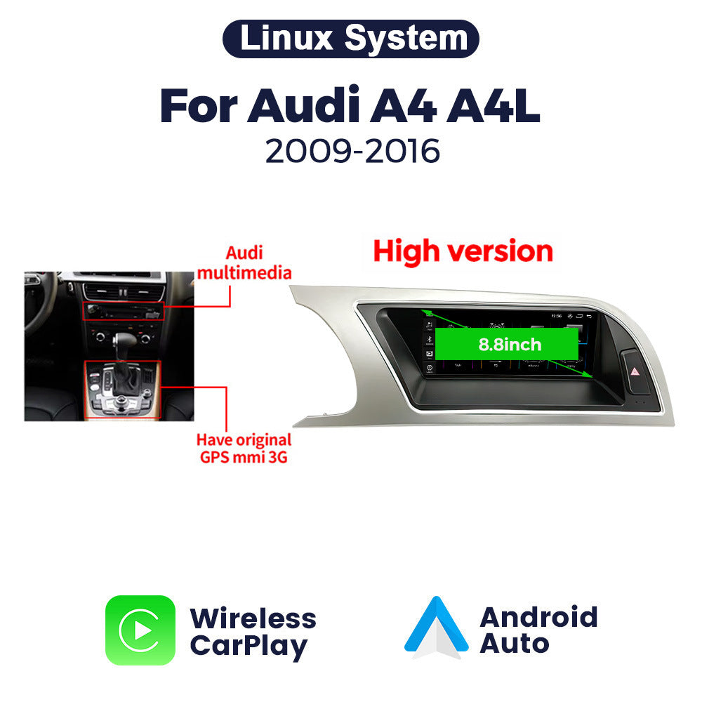 Suitable for 8.8" audi a5 2009-2016 audi a5l linuxrestoration large screen wireless carplay