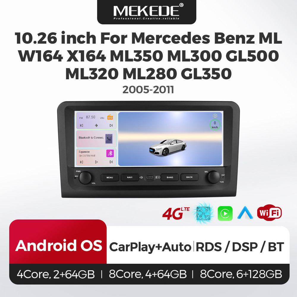 Compatible with Mercedes-Benz ML W164 GL X164 Android Large Screen Central Control Navigation Bluetooth Radio 10.25-inch