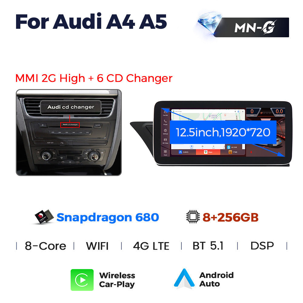 Suitable for a4l/a5 2007-2009 mmi 2g 6 disc version, original car screen upgrade to large screen navigation