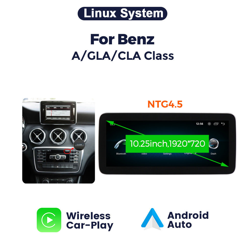 Suitable for benz a gla cla class mercedes-benz a-class linux modified large screen wireless carplay