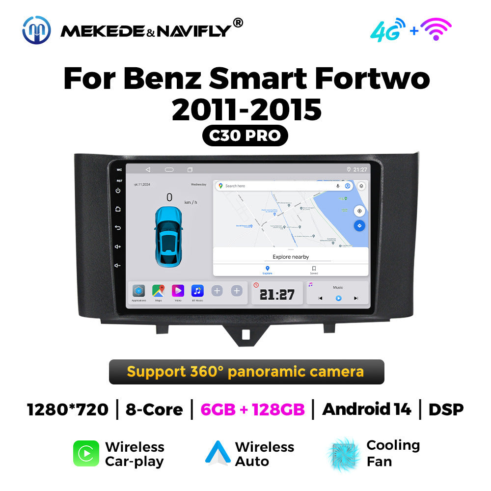 Applicable to Mercedes-Benz smatr Fortwo 2011-2015 Android large screen central control car navigation radio screen