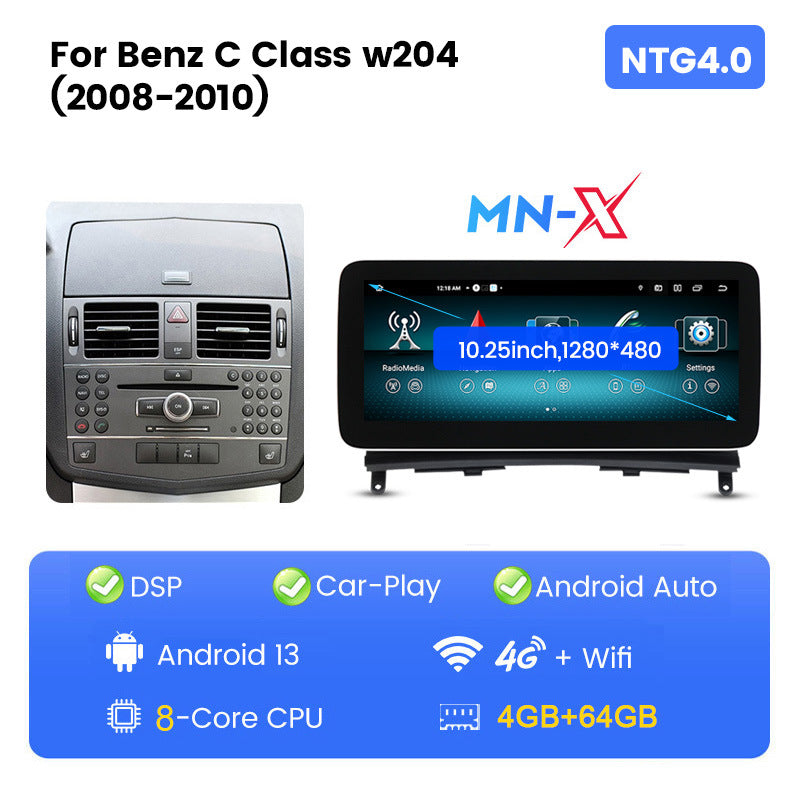 Suitable for Mercedes-Benz C-Class W204 C63 2008-2010 MN-X Android large-screen central control navigation radio