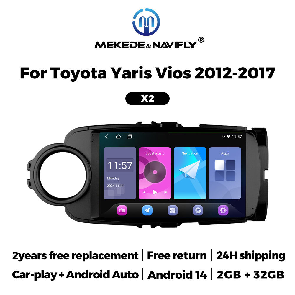 Compatible with Toyota Yaris Vios 2012-2017 Android in-car GPS navigation in-car MP5 Bluetooth player