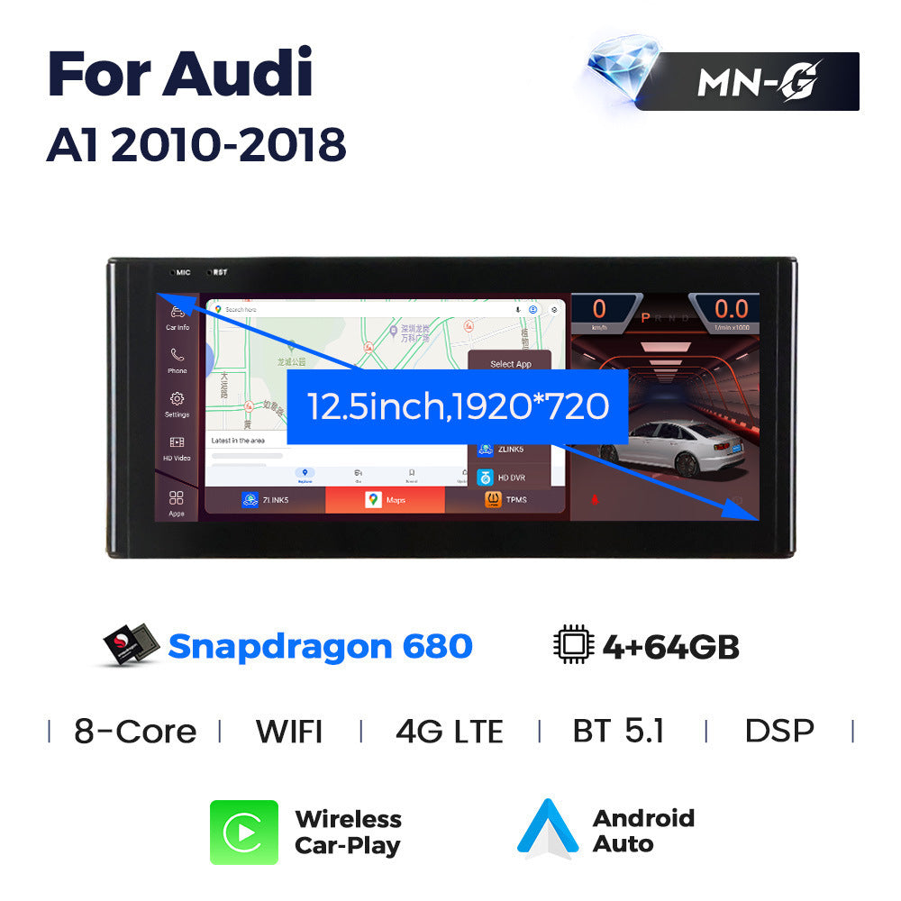 Suitable for audi a1 2010-2018, original car screen upgrade to large screen navigation, qualcomm snapdragon chipset