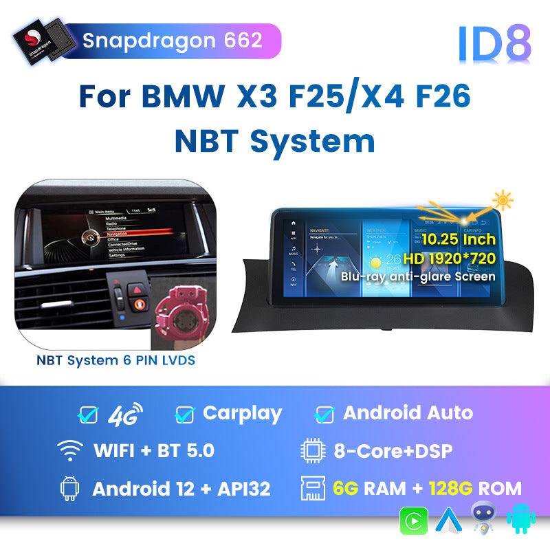 Suitable for bmw x3 f25 10.25inch id8 central control large screen car android navigator smart carplay