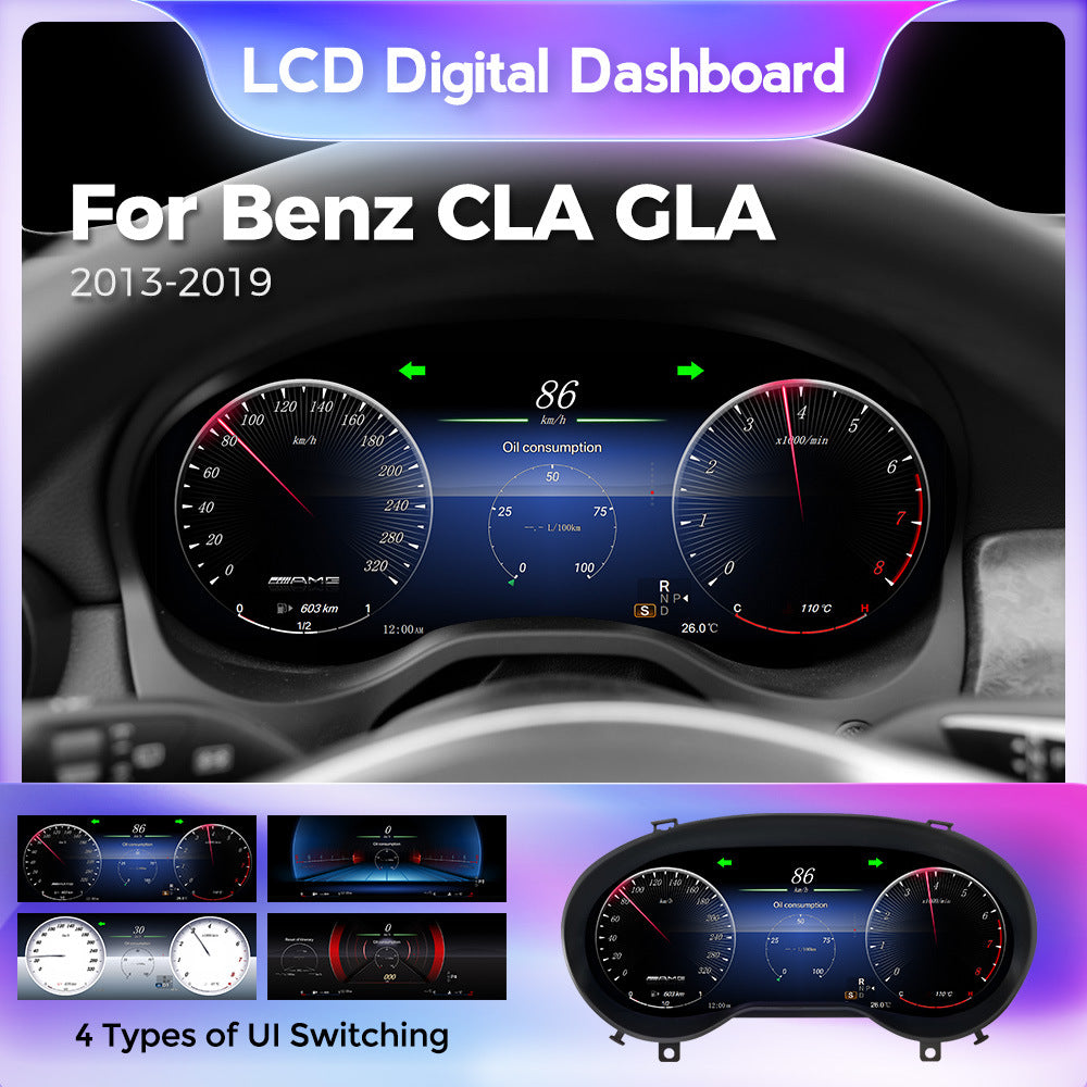 Suitable for Mercedes-Benz A/CLA/GLA class W176/W117 modification and upgrade full LCD instrument panel 12.3 inches
