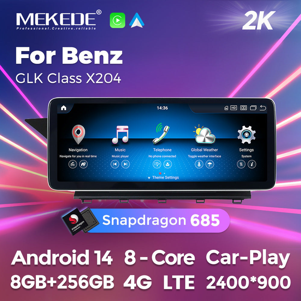 Applicable to Mercedes-Benz GLK X204 2008 - 2014 Android large screen central control car navigation Bluetooth Carplay