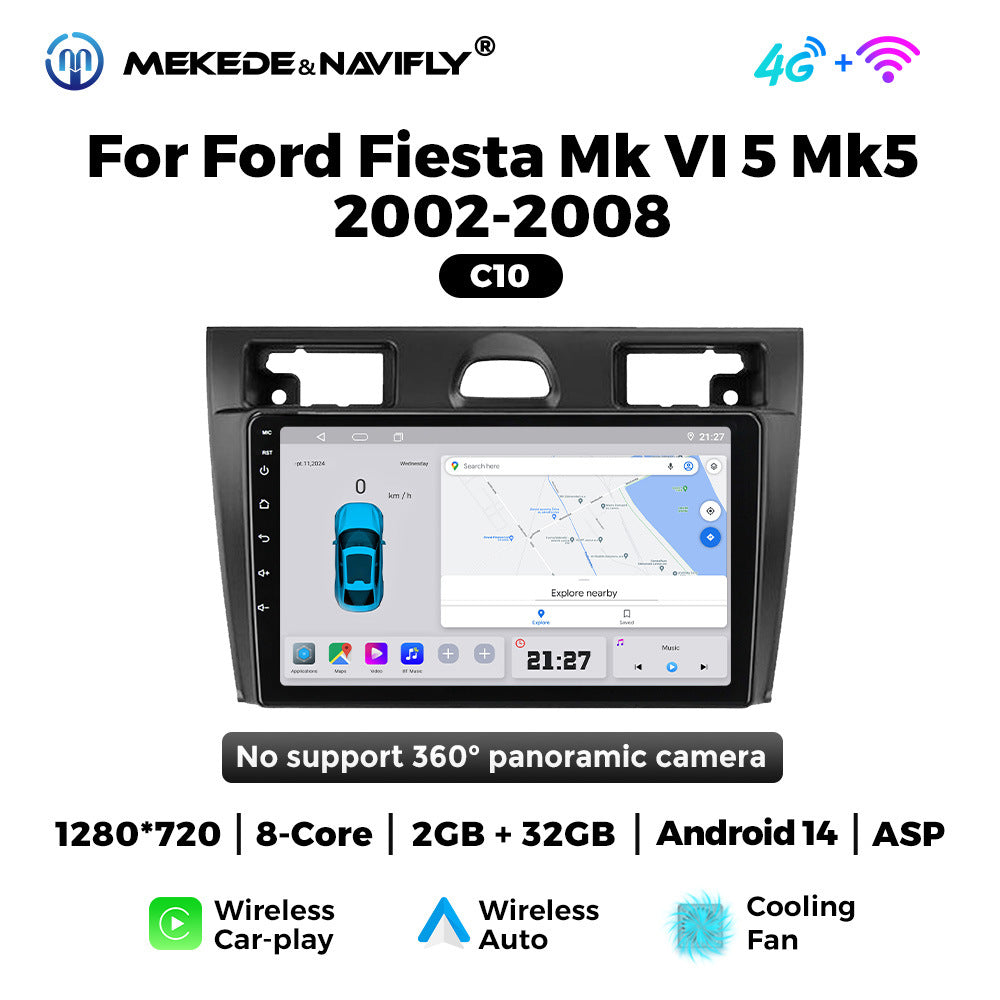 Suitable for Ford Fiesta MK5 2002-2008 Android large screen central control car navigation radio screen