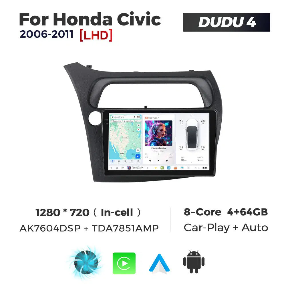 DUDUAUTO for Honda Civic 06-11 Android large screen central control car navigation Bluetooth Carplay