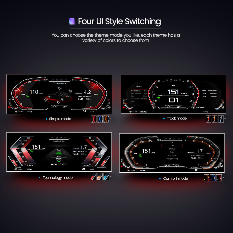 Compatible with BMW 3 Series F30, 3 Series GT F34, 4 Series F32 HD electronic full LCD instrument panel, 12.3 inches