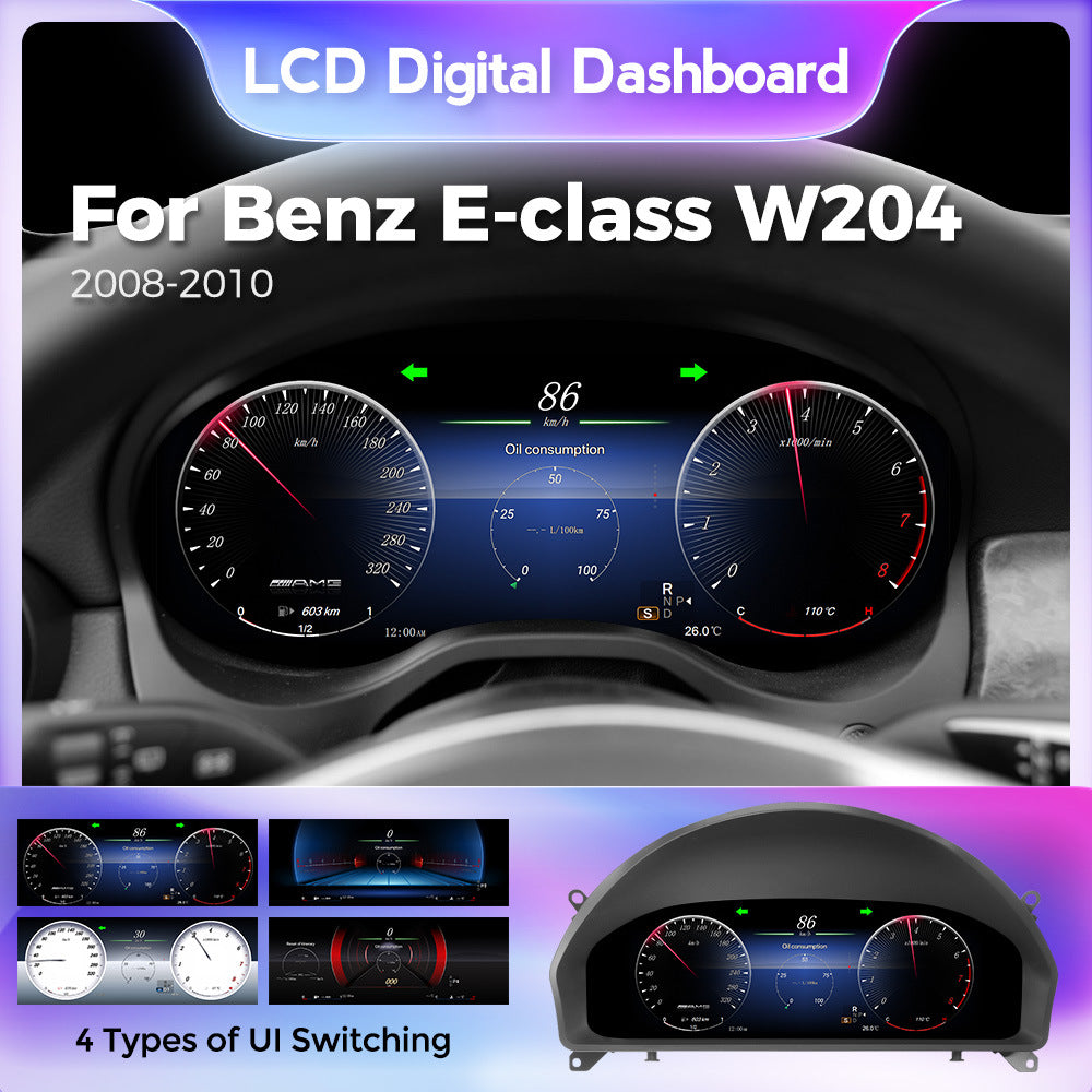 Suitable for Mercedes-Benz W204 C-Class 2008-2010 modified and upgraded full LCD instrument panel 12.3 inches