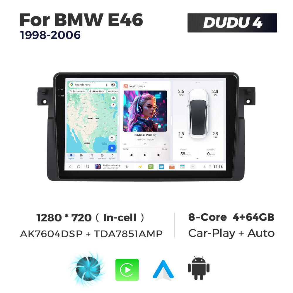 DUDUAUTO is suitable for BMW E46 M3 98-06 Android large screen central control car navigation Bluetooth Carplay