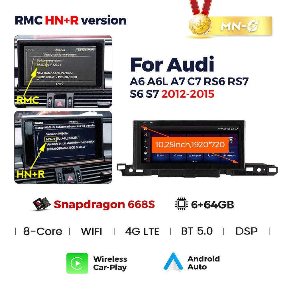 Applicable to Audi A6 A7 C7 S6 2016-2020 Android large screen central control car navigation Bluetooth Carplay