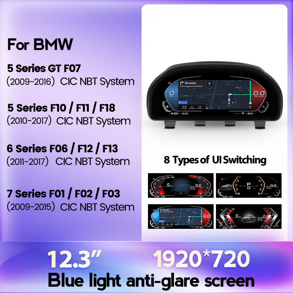 Compatible with BMW 5 Series, 6 Series, 7 Series F10, F06, F12, F02 full LCD instrument panels with wireless CarPlay