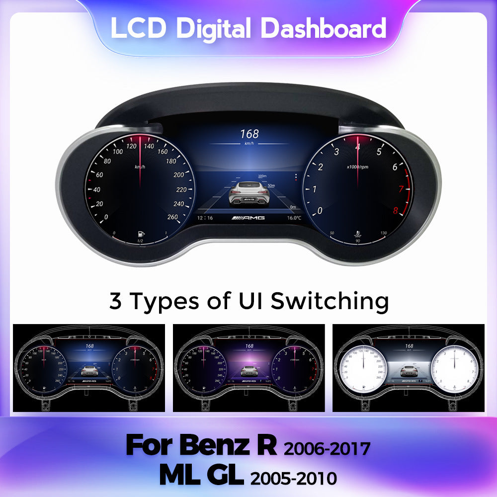 Suitable for Mercedes-Benz R-class ML/GL 2006-2017 modification and upgrade full LCD instrument panel 12.3 inches