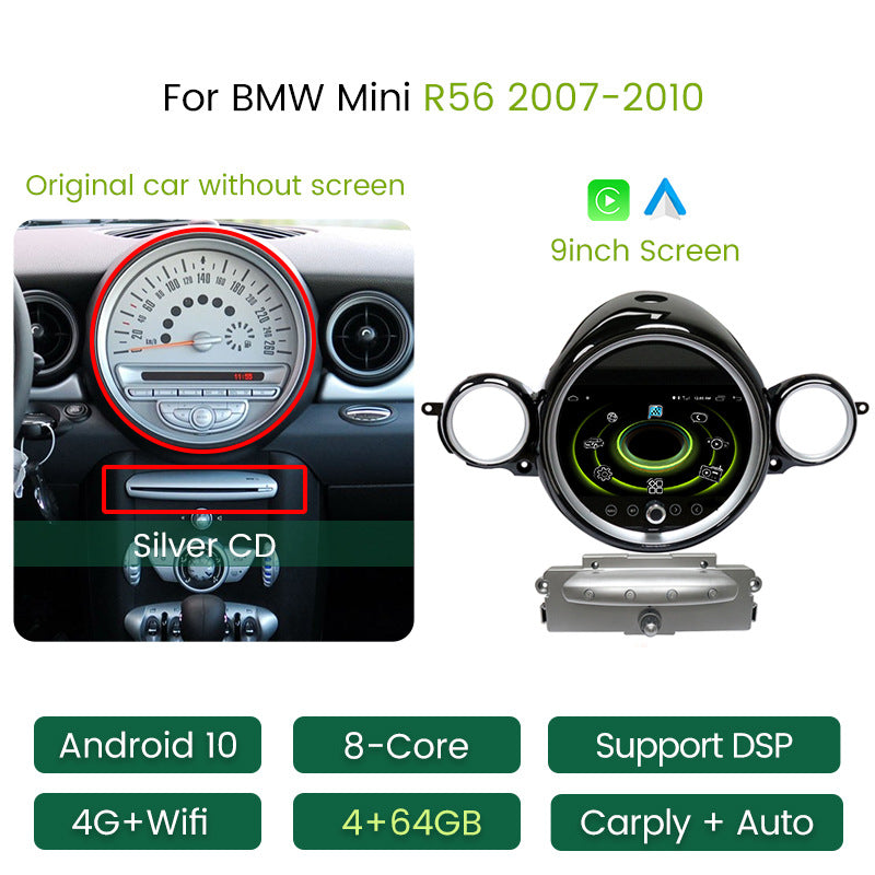 Suitable for BMW mini R56 R60 in-car navigation all-in-one multimedia, Android large screen, with DVD and audio