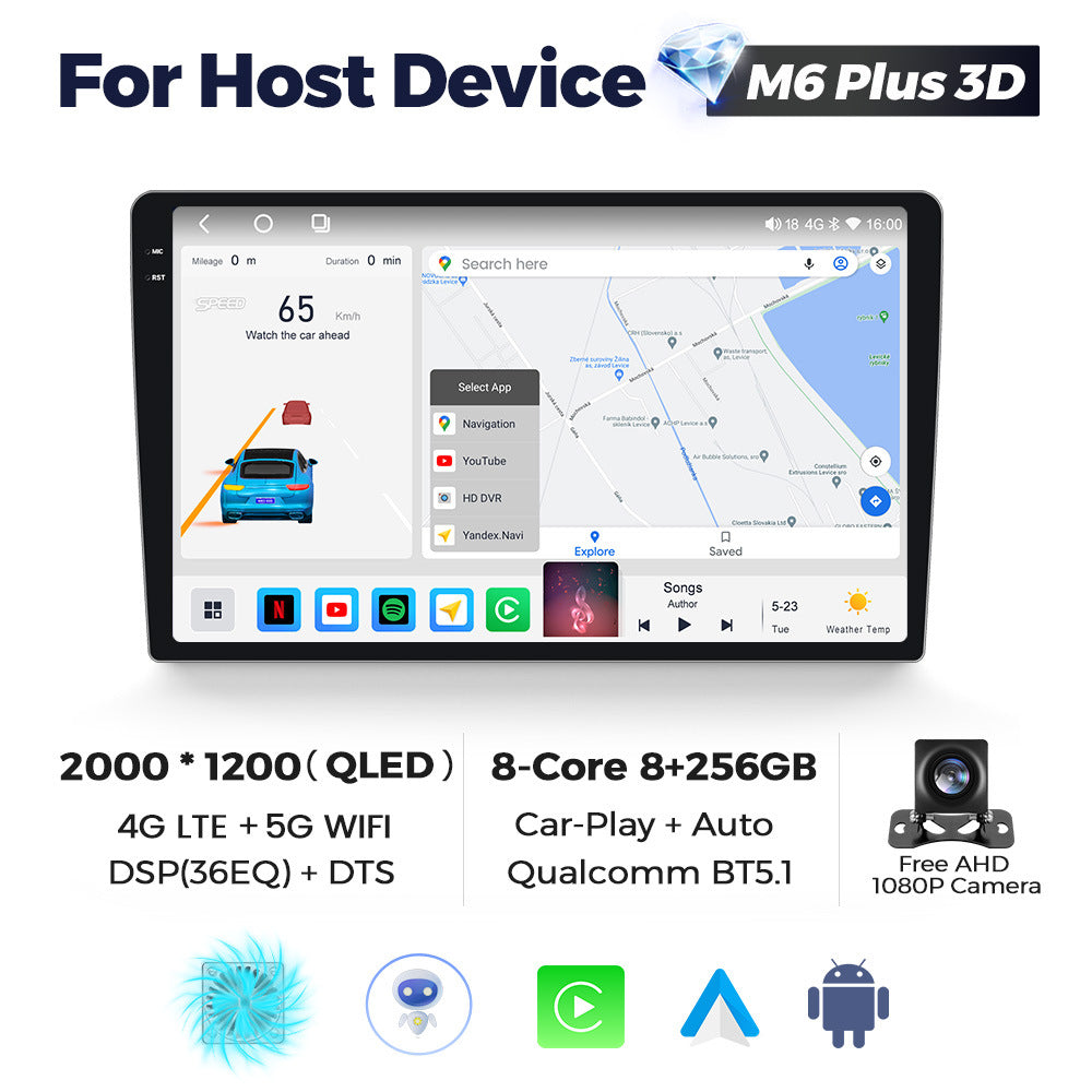 Suitable for m6plus-3d 2k hd car android navigation head unit with screen, compatible with fangyitong 7862s