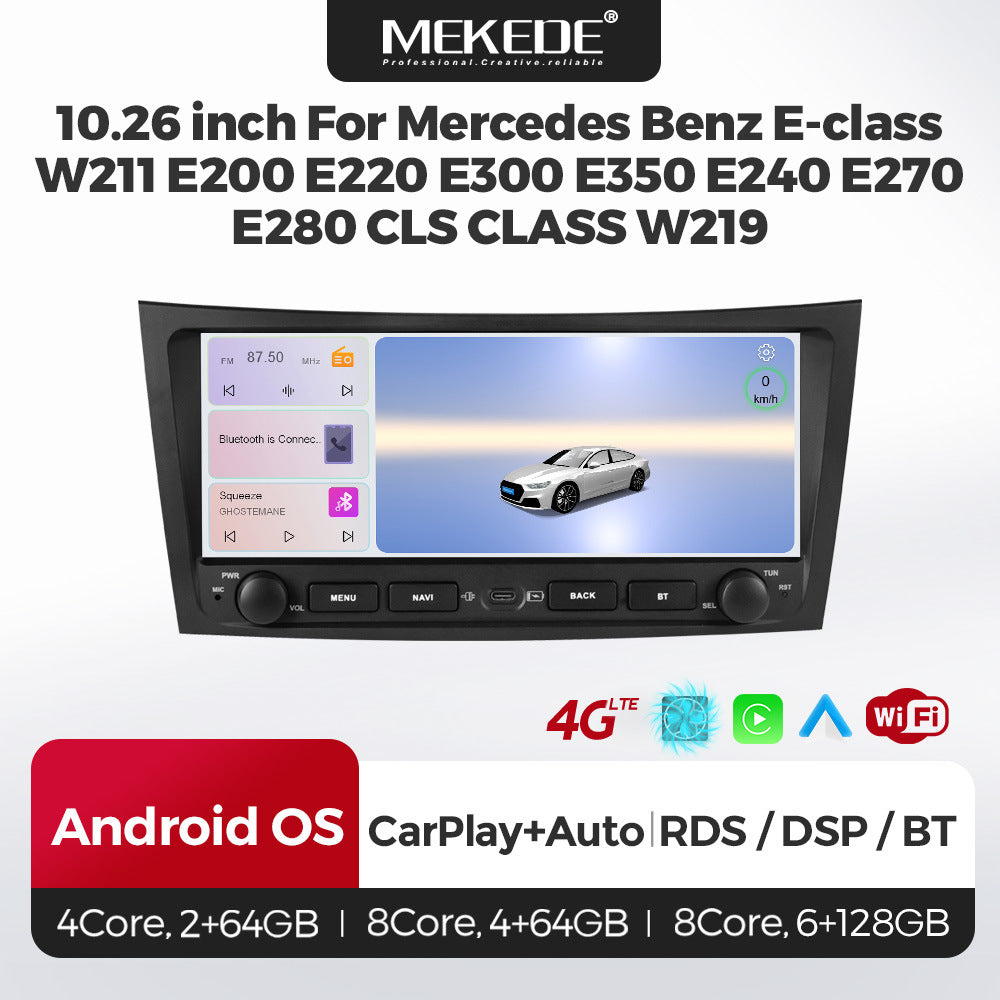 Applicable to Mercedes-Benz E-Class W211 W219 button Android large screen central control navigation Bluetooth radio 10.25 inches