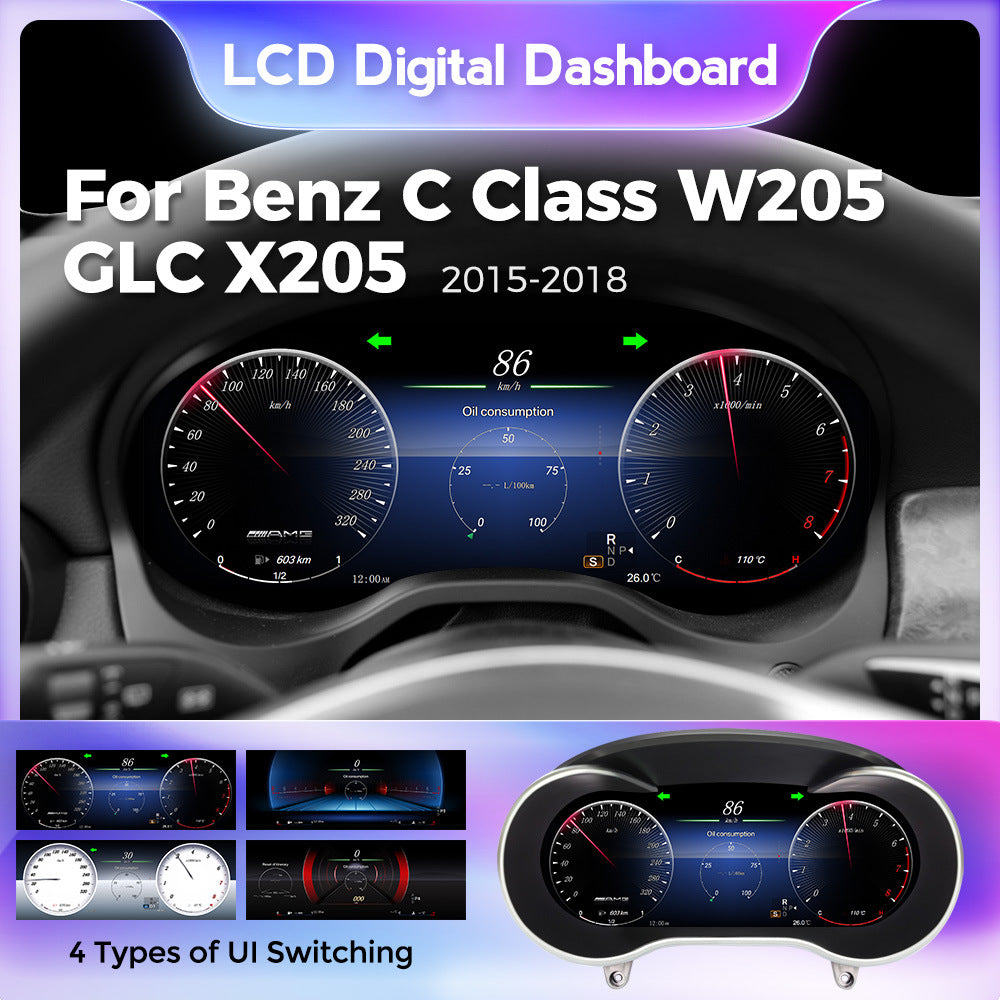 Suitable for Mercedes-Benz W205 253 C-class GLC-class modification and upgrade full LCD instrument panel 12.3 inches