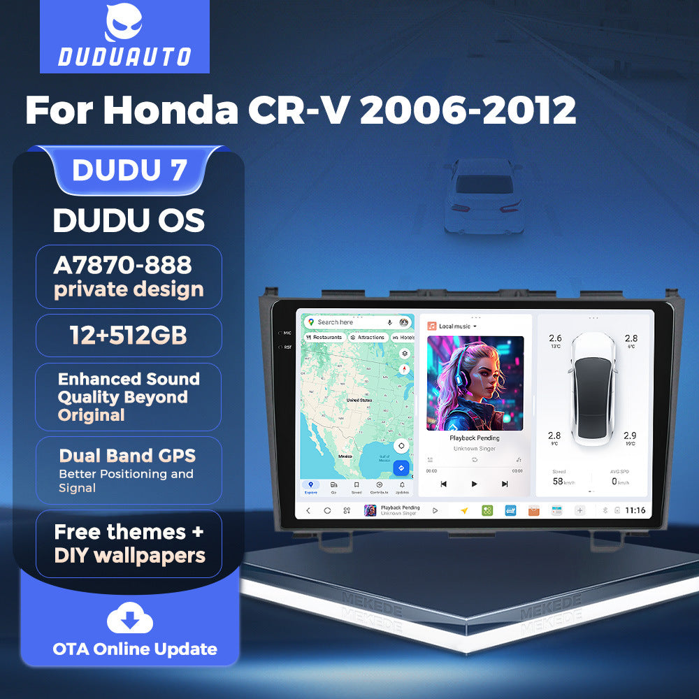 DUDUAUTO for Honda CRV 2006-2012 Android large screen central control car navigation Bluetooth Carplay