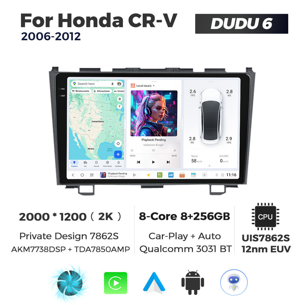 DUDUAUTO for Honda CRV 2006-2012 Android large screen central control car navigation Bluetooth Carplay