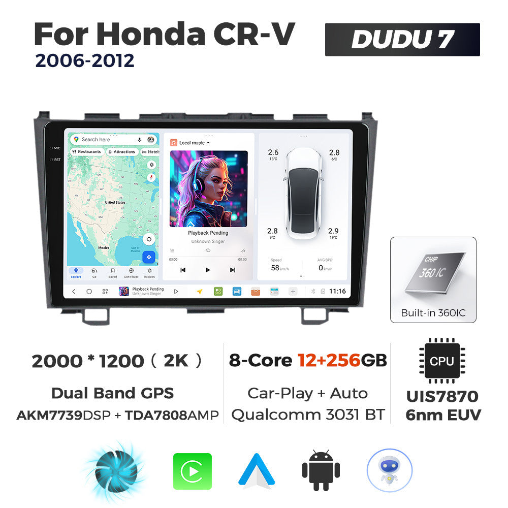 DUDUAUTO for Honda CRV 2006-2012 Android large screen central control car navigation Bluetooth Carplay