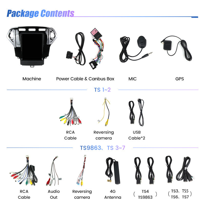 Suitable for 2007-2010 ford mondeo vertical screen android navigation, reversing camera car navigation system / long version