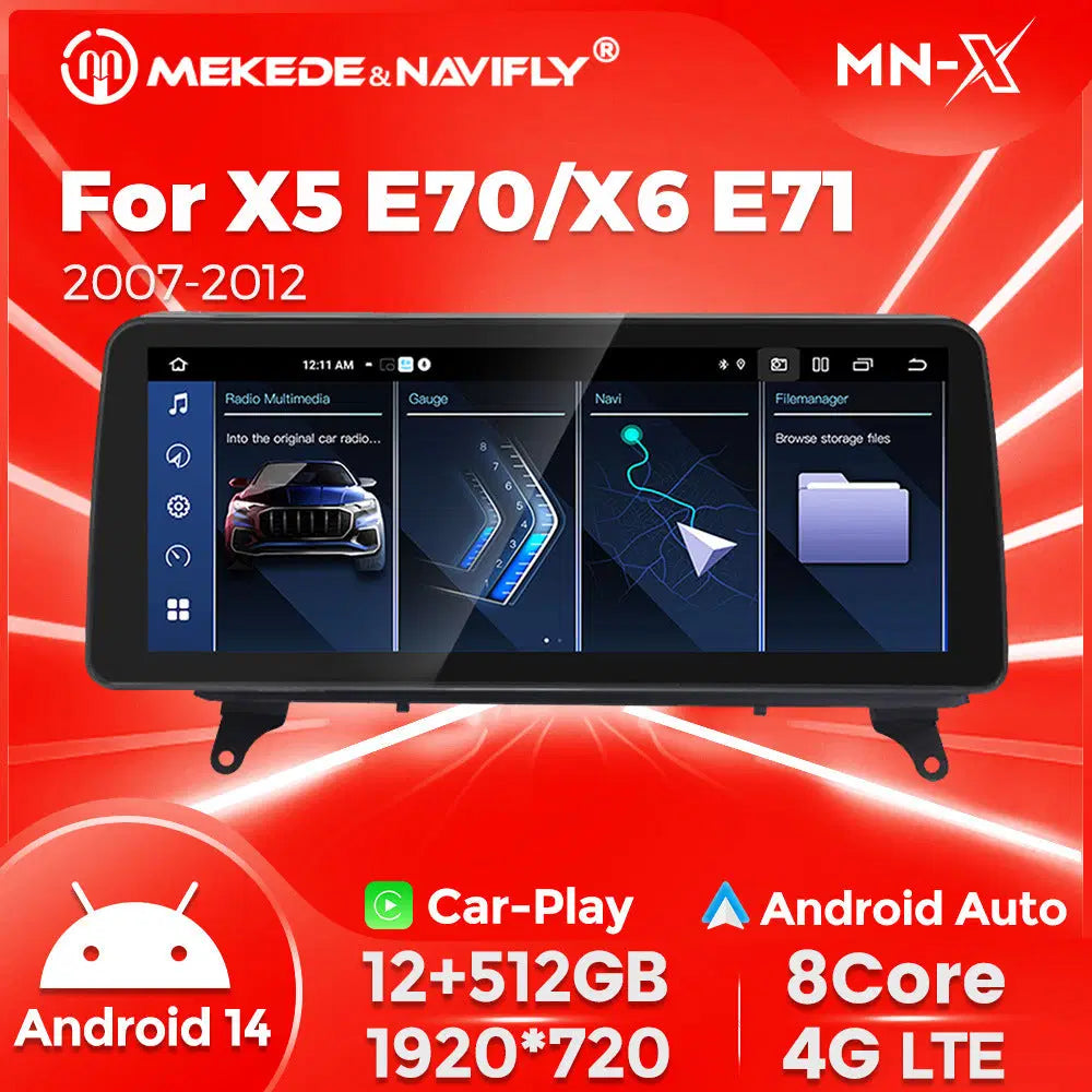 12.3 inch Applicable to BMW X5 X6 E70 Android central control large screen GPS navigation all-in-one machine Bluetooth Carplay