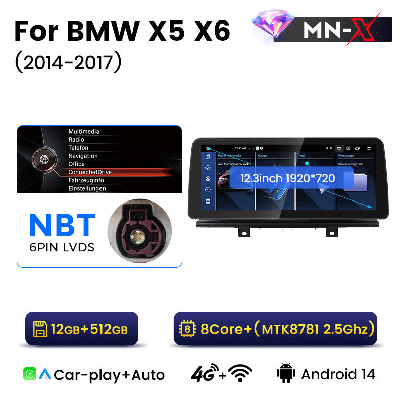 12.3-inch Android central control large-screen GPS navigation all-in-one machine compatible with BMW X5 X6 F15, Bluetooth CarPlay