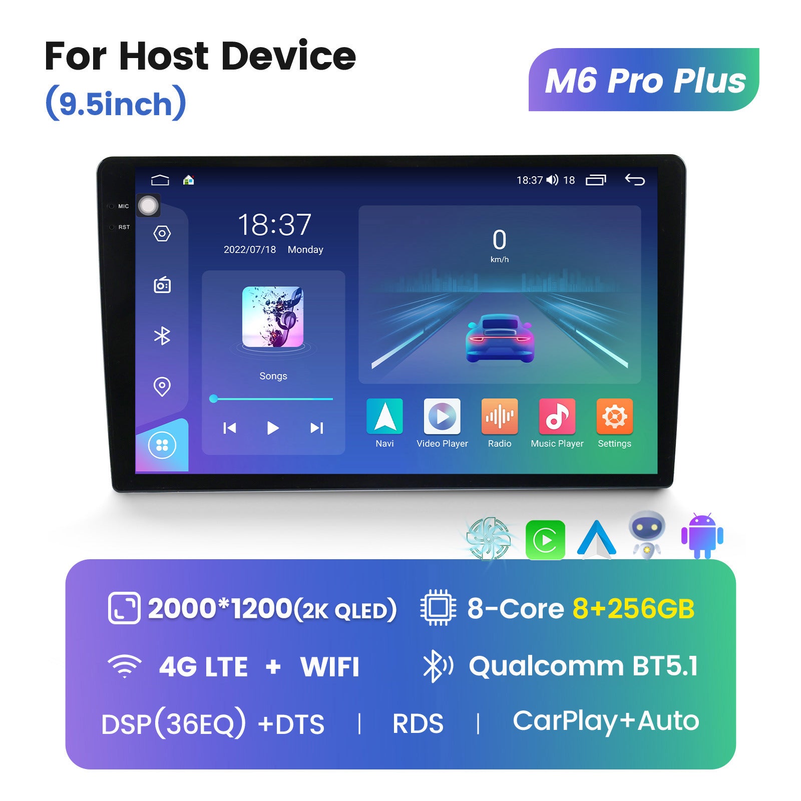 Suitable for 2k resolution 9.5inch / 10.36inch classy car android navigator fitting screen host 7862s