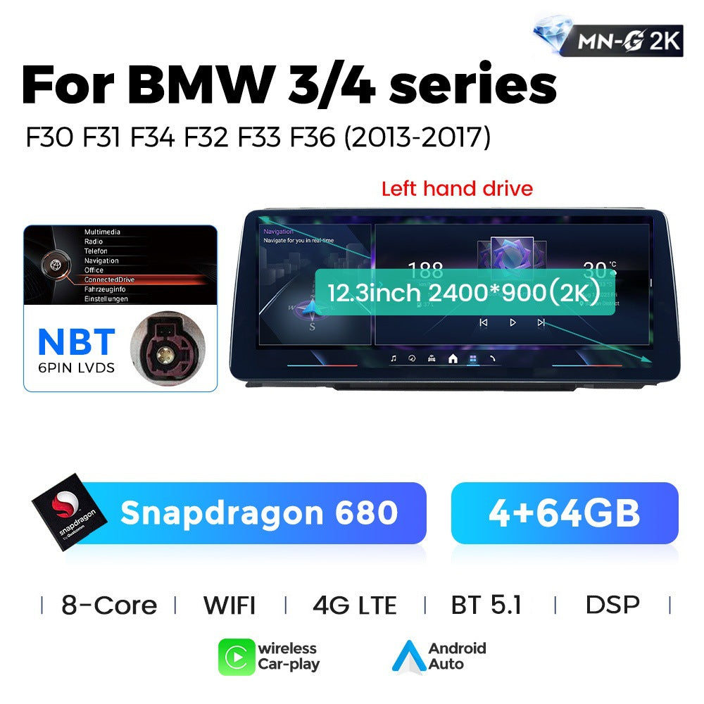 12.3 Applicable to BMW 3 Series 4 Series F30 F32 F36 Android Large Screen Central Control Car Navigation Bluetooth Carplay