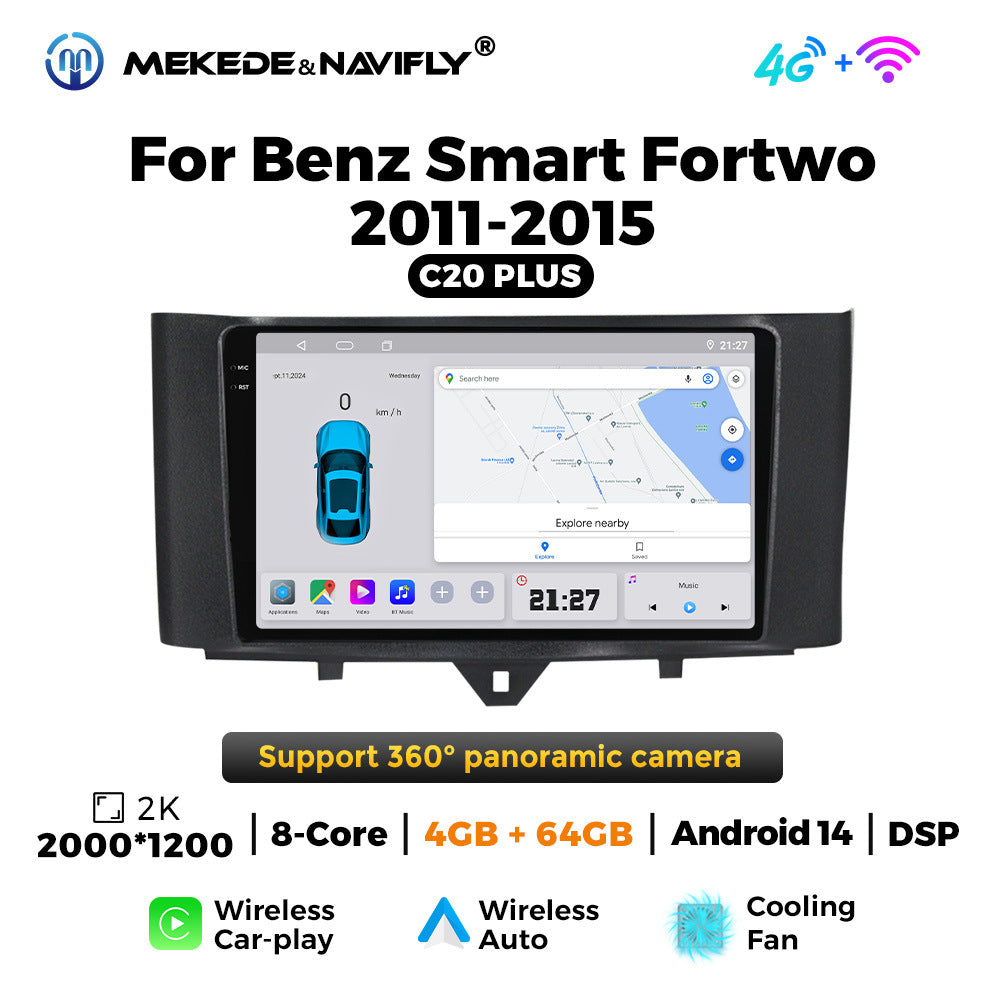Applicable to Mercedes-Benz smatr Fortwo 2011-2015 Android large screen central control car navigation radio screen