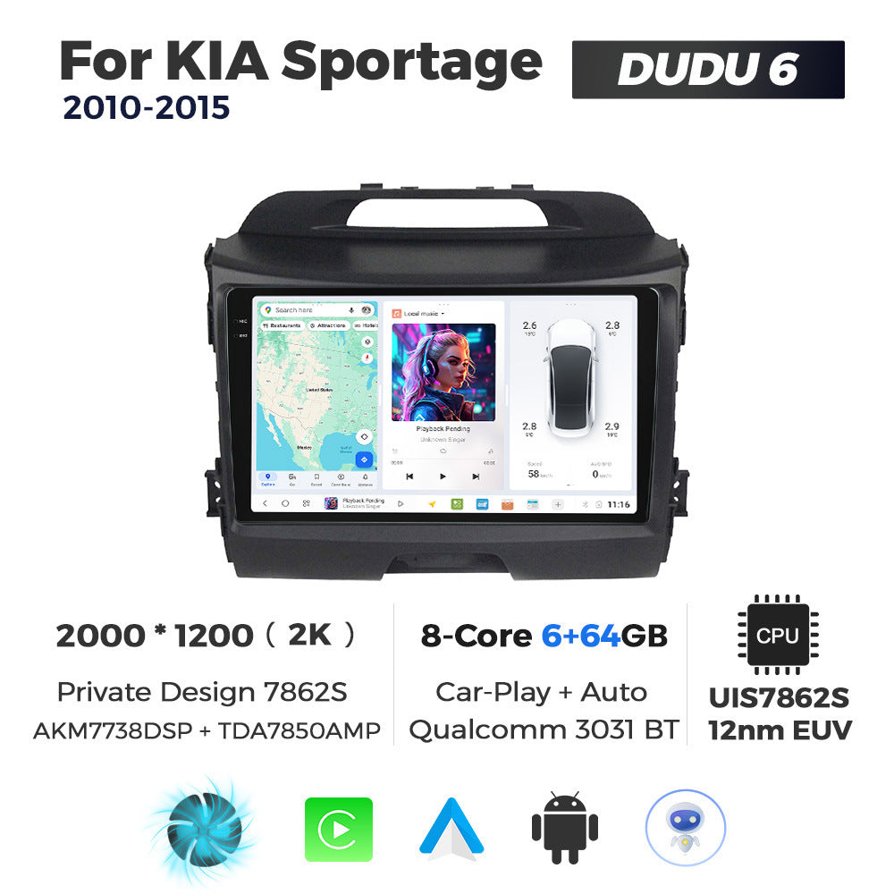 DUDUAUTO is suitable for Kia Smart Run 11-14 years Android large screen central control car navigation Bluetooth Carplay