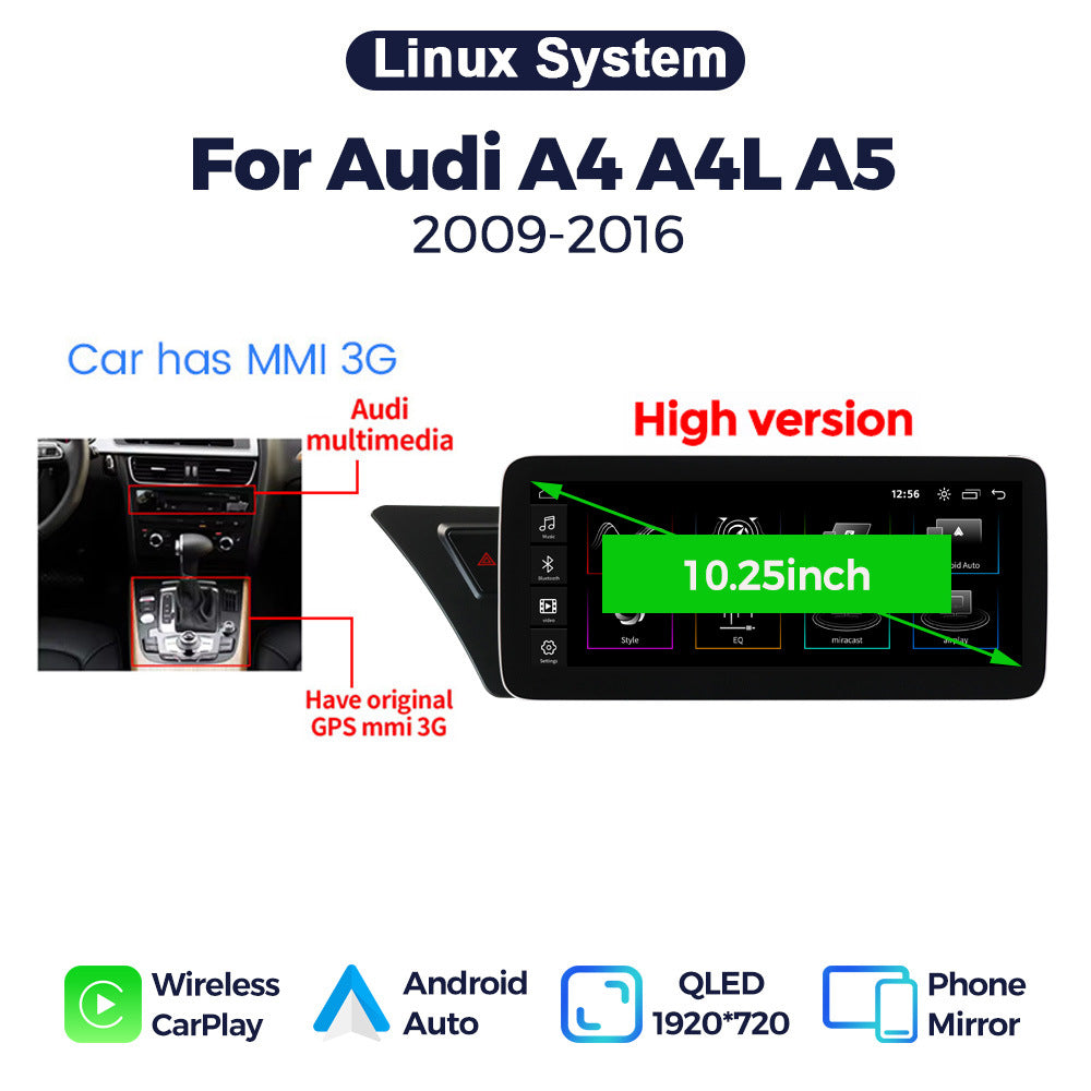 Suitable for audi a4 a4l a5 2008-2016 audi a4 linux modified large screen wireless carplay