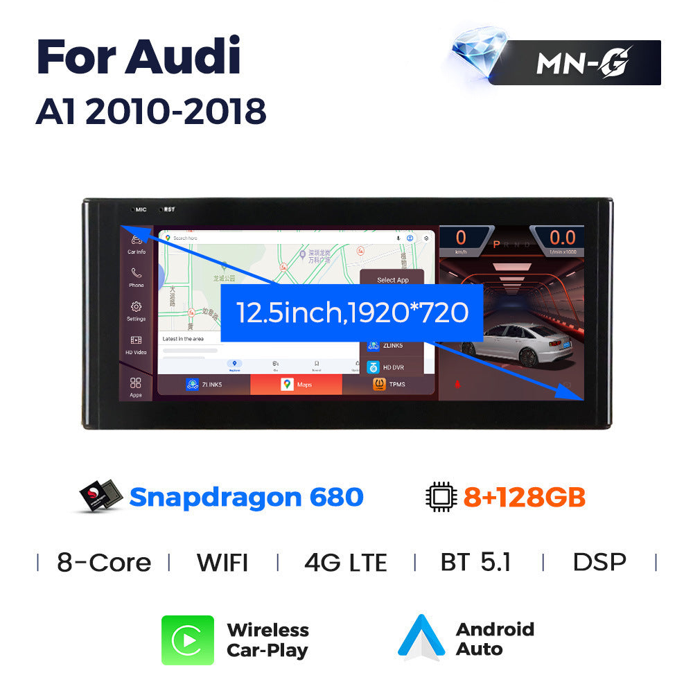 Suitable for audi a1 2010-2018, original car screen upgrade to large screen navigation, qualcomm snapdragon chipset