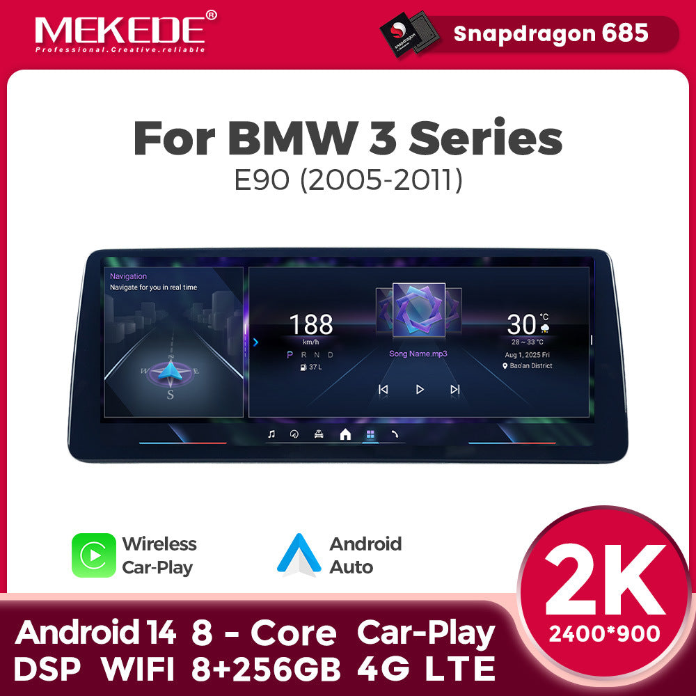 12.3 Applicable to BMW 3 Series E90 E92 05-12 Android Large Screen Central Control Car Navigation Bluetooth Carplay